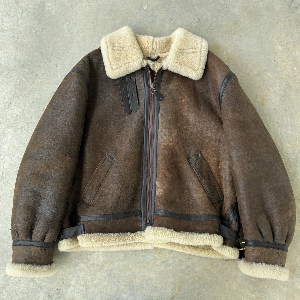 Vintage Schott NYC 257s B-3 Sheepskin Shearling Bomber Leather Jacket Size 50